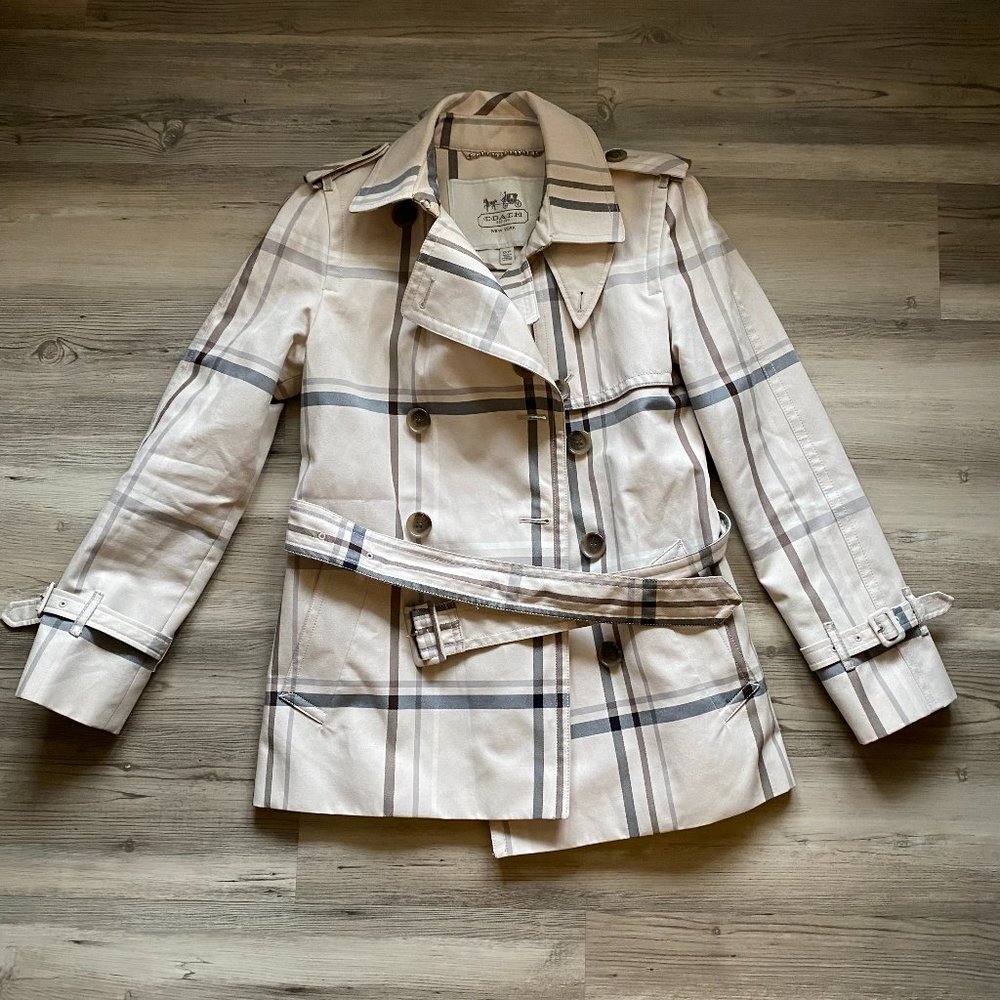 Coach Plaid Trench Coat